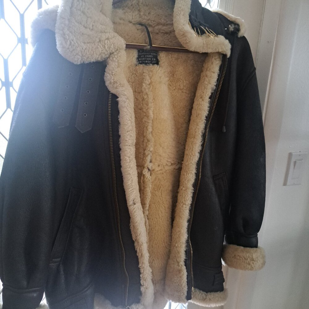 Sheepskin Leather Bomber Flying Jacket Aviation Co